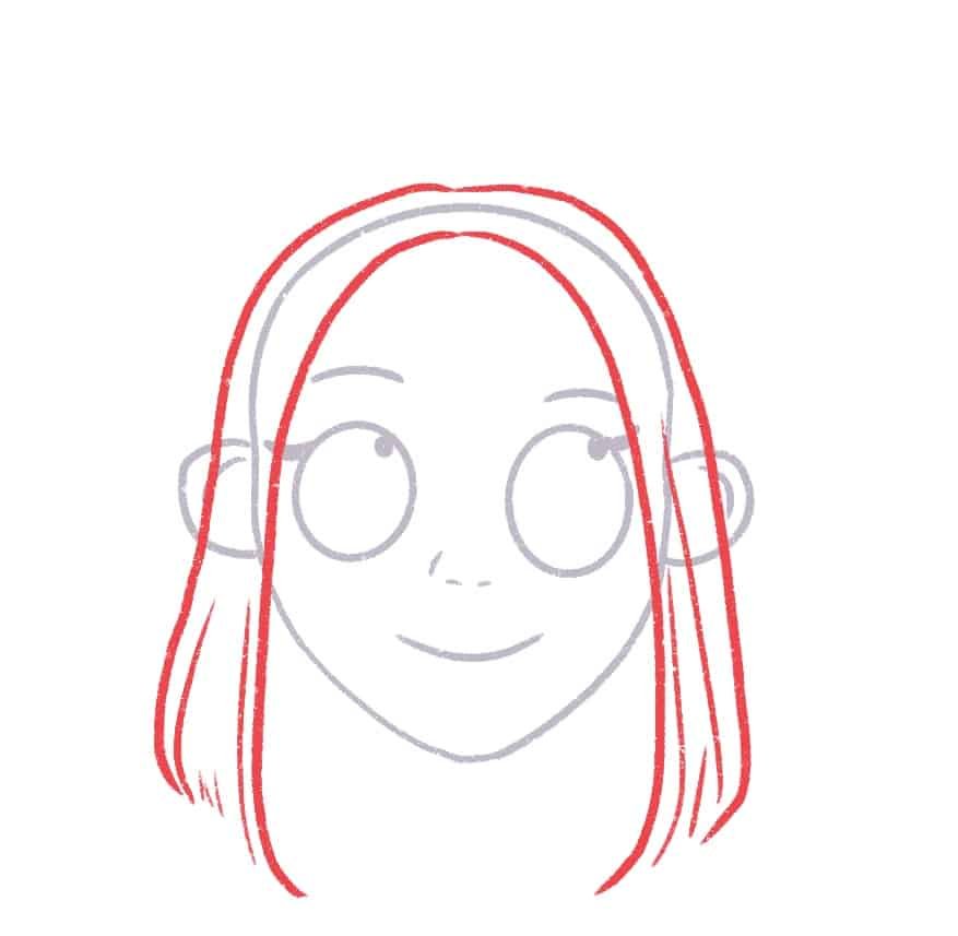 Draw the ends of the bob haircut