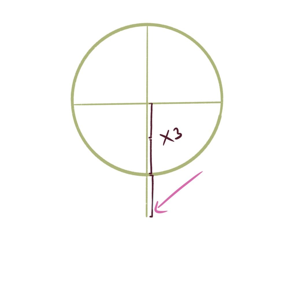 Draw an extended line under the circle