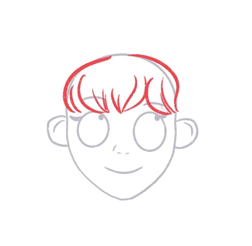Complete drawing the bangs