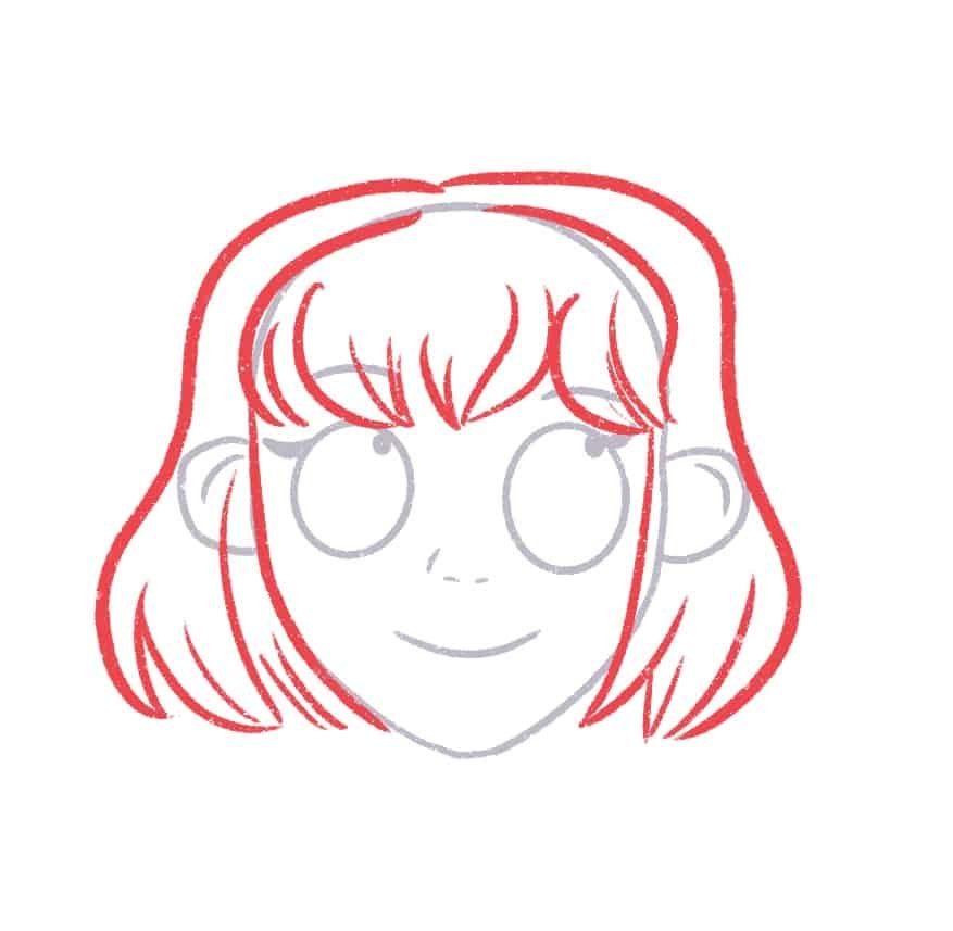 Draw the other side of the bob haircut