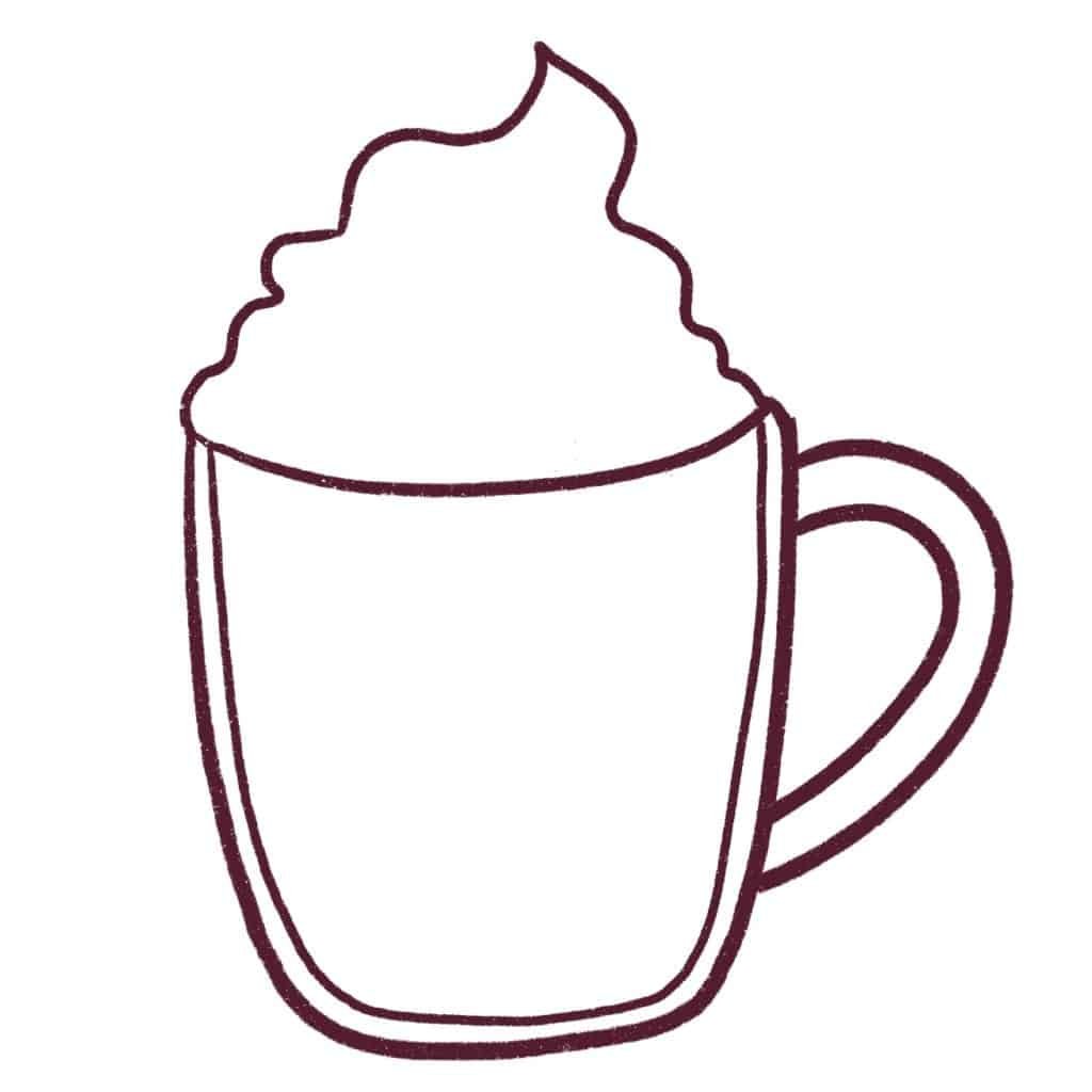 Draw the whipped cream on top of the pumpkin spice latte