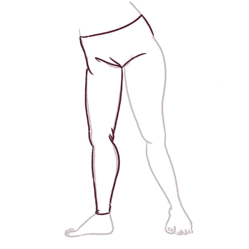 Draw the folds near the crotch.