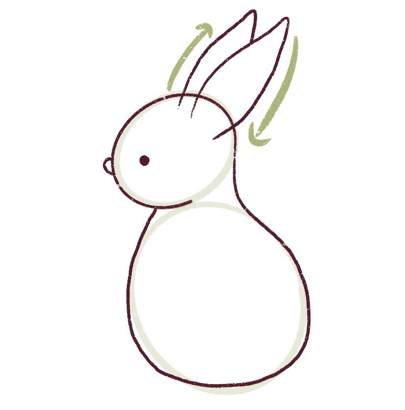 Draw the ears of the chocolate bunny