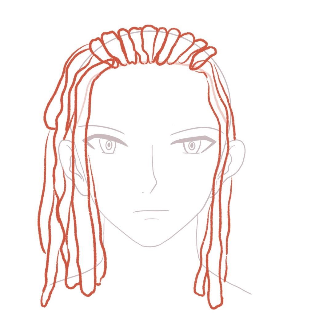 Draw more dreads on the other side of the face