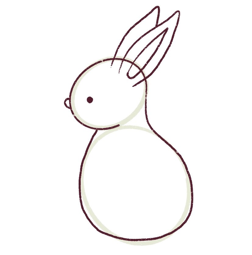 Draw the inner edge of the bunny's ear