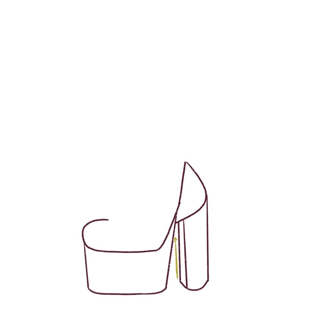Draw the inner portion of the platform shoe. 