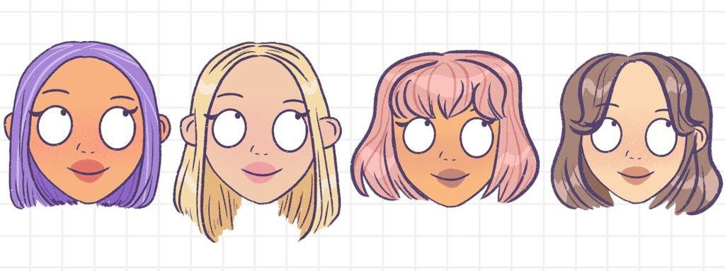Different bob haircut drawings we will be drawing today