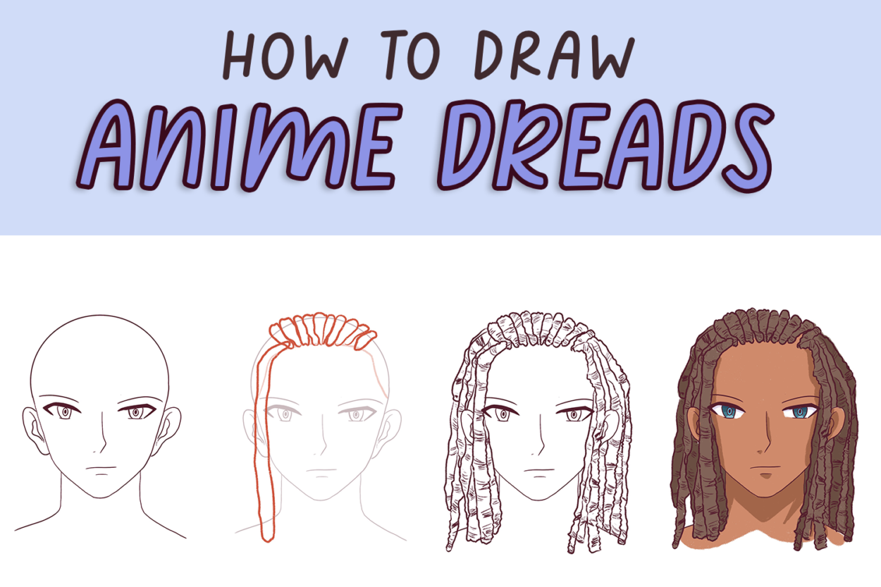 How to draw anime dreads male step by step