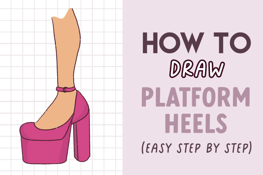 Learn how to draw platform heels. Easy for beginners step by step drawing tutorial.