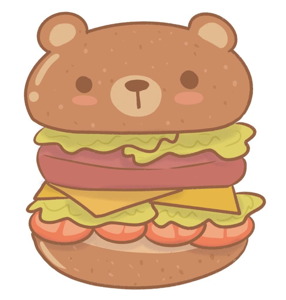 Once you add the highlights and shadows, you'll have finished learning to draw a cute kawaii burger
