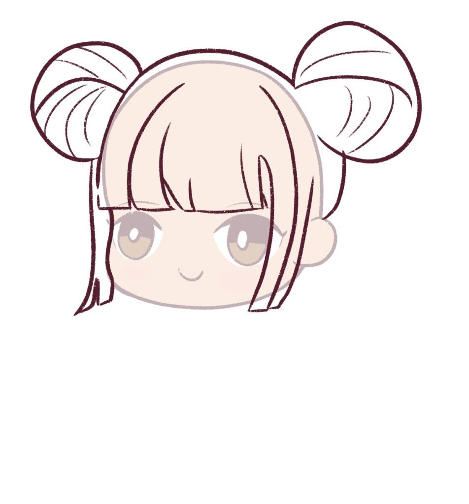 Draw the whole bun and side bangs