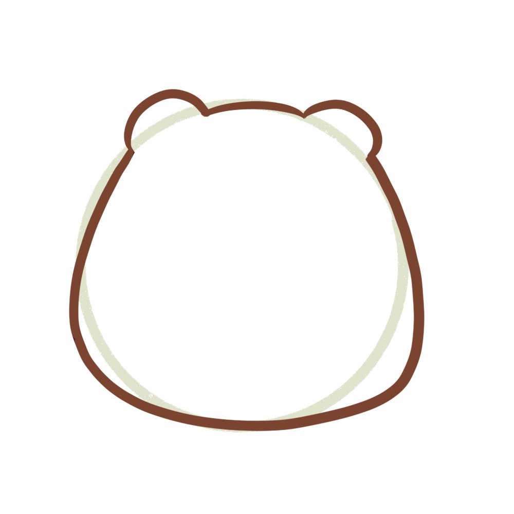 Draw the head of the cute chibi frog