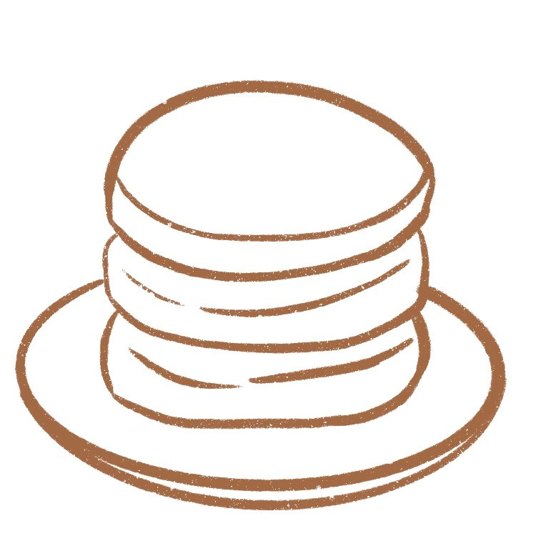 Draw the plate underneath the stack of pancakes