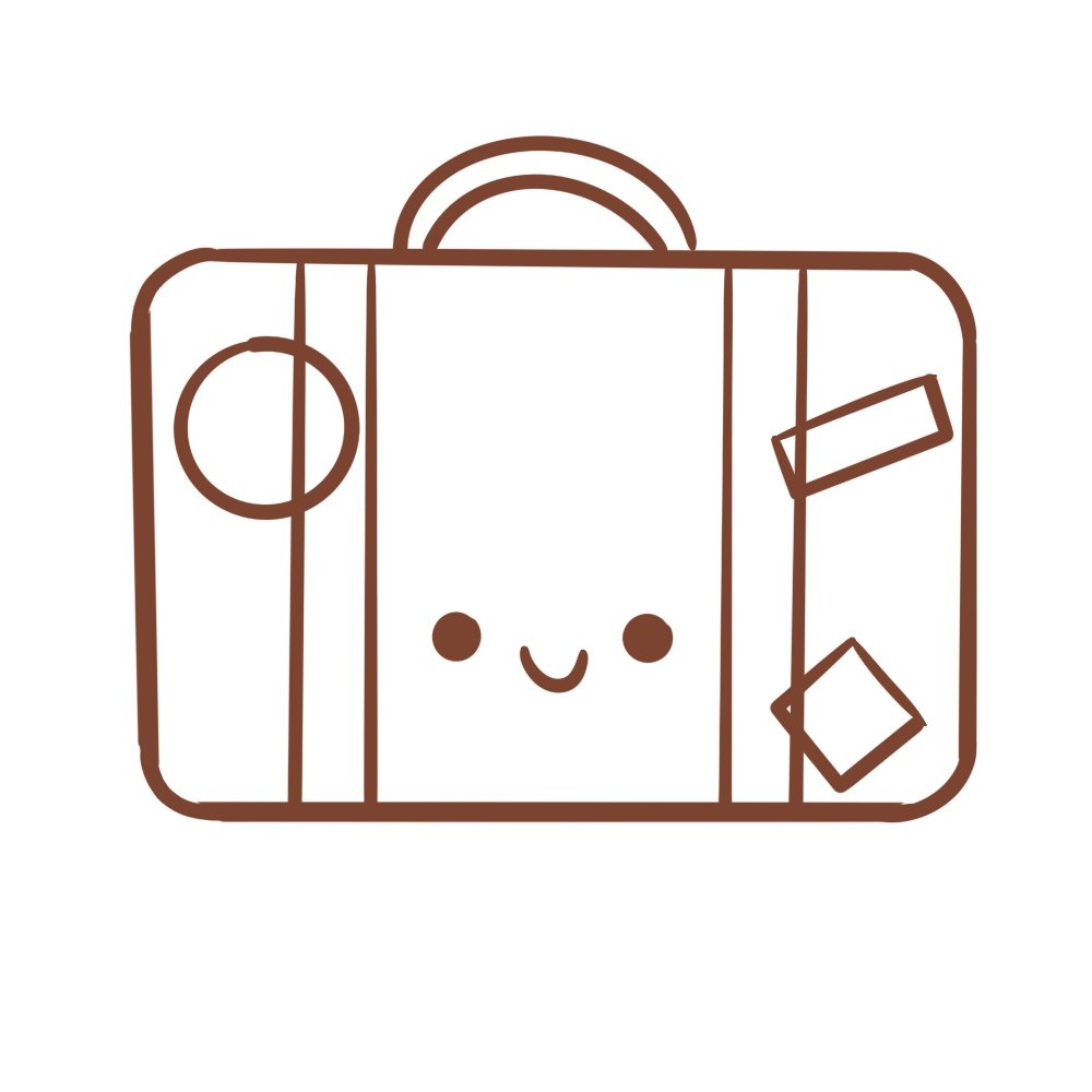 Draw the luggage stickers on the suitcase