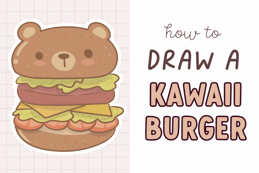 In this post I will teach you how to draw a kawaii burger step by step.