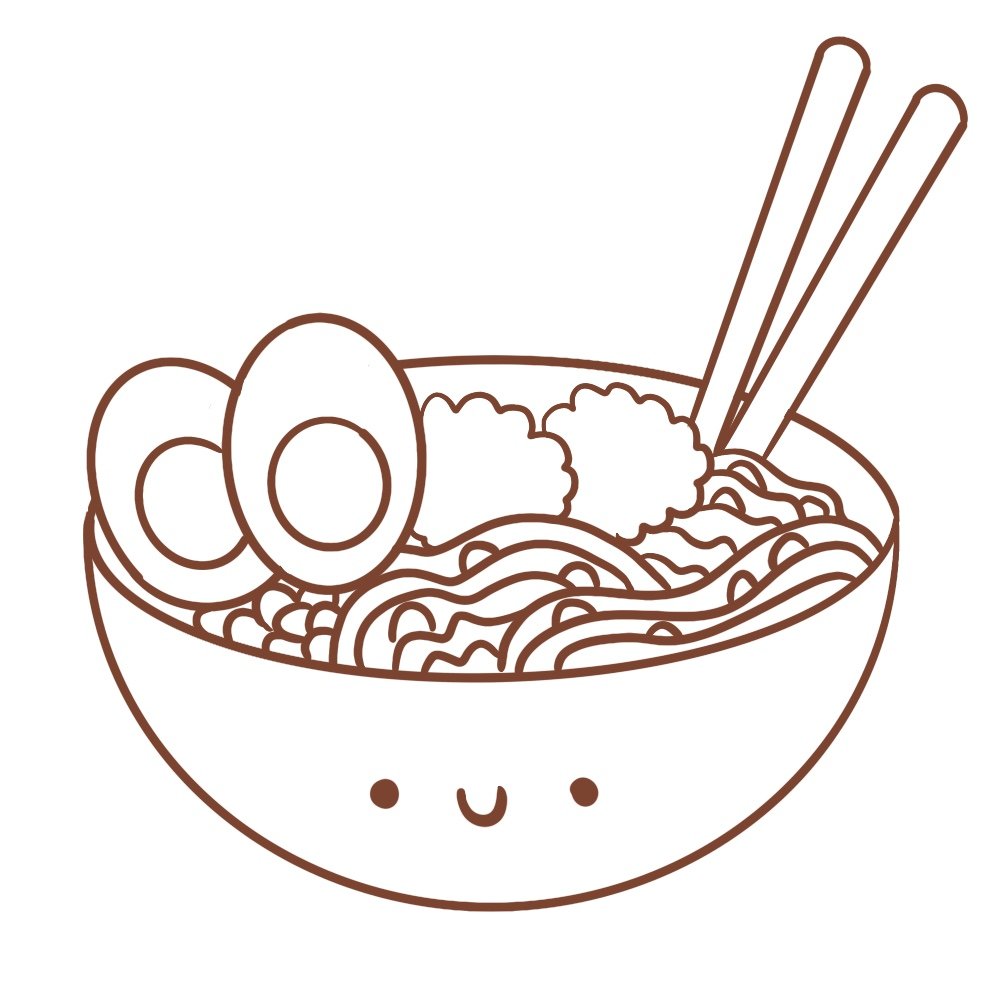 Draw a small cute kawaii face on the bowl