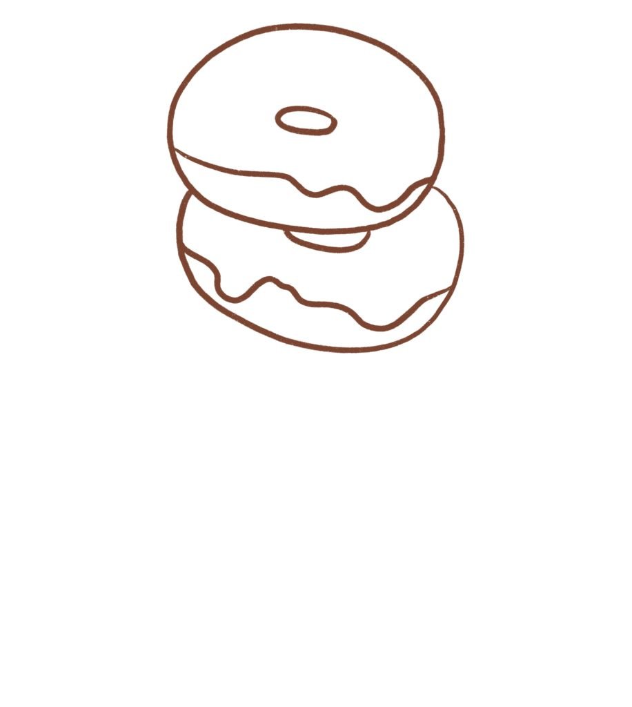 Draw icing on the second doughnut
