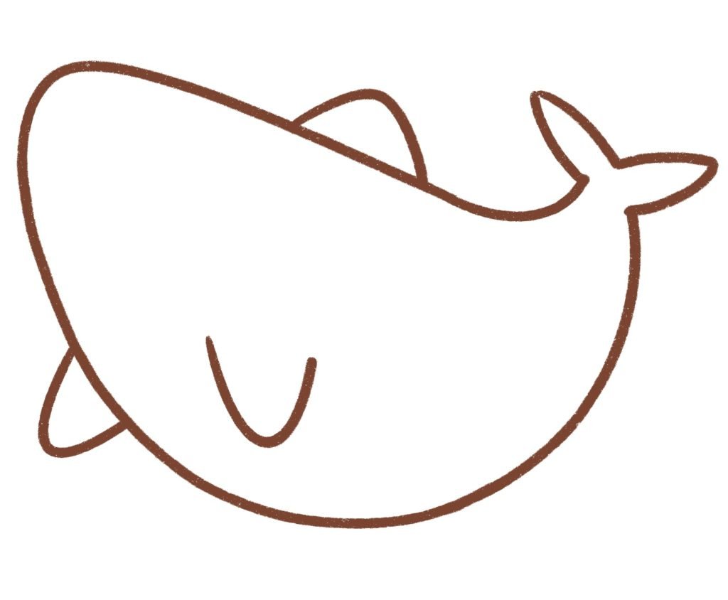 Draw the top fin of the shark