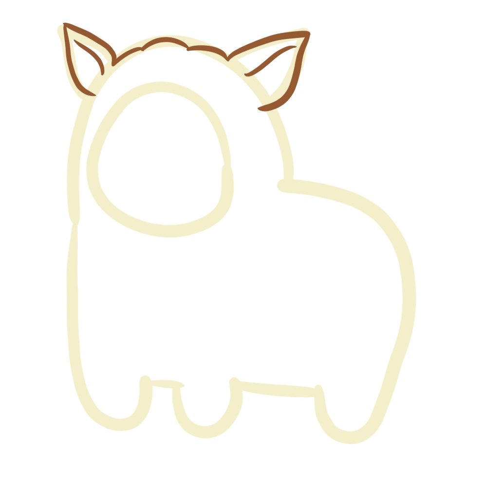 Start drawing the ears of the alpaca
