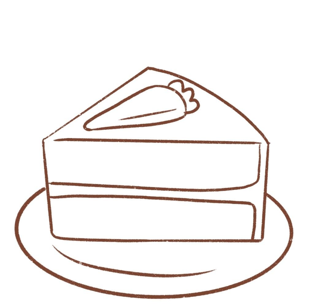 How to Draw a Cake Slice Step by Step - EasyLineDrawing