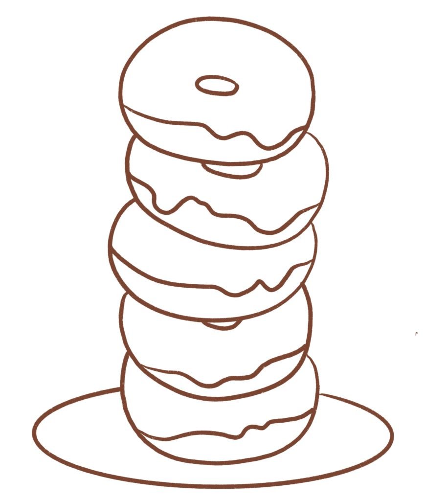 Draw a plate underneath the stack of doughnuts