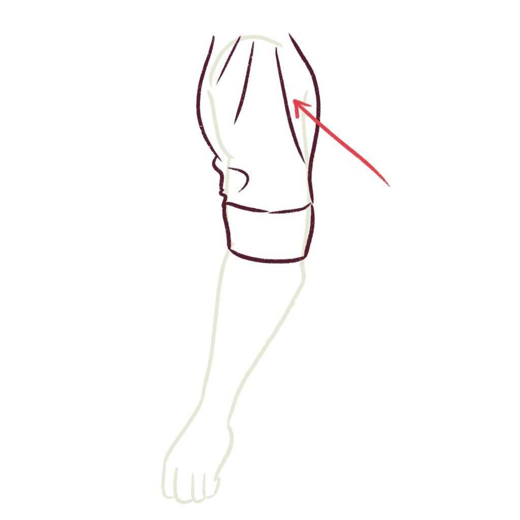 Draw folds at the top of the shoulder