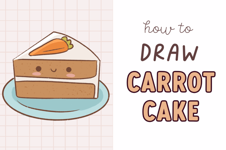 How to draw a slice of carrot cake, carrot cake drawing easy for beginners and kids
