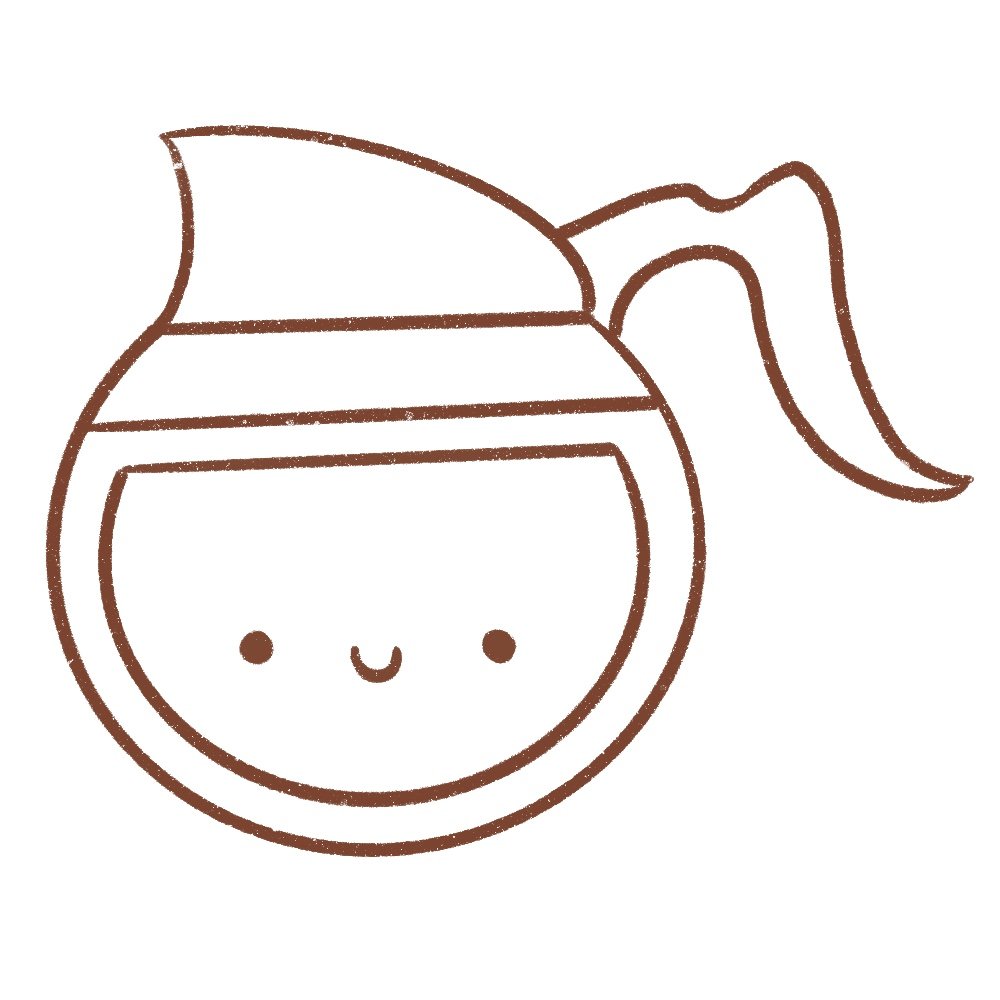 Draw a cute kawaii face on the coffee pot
