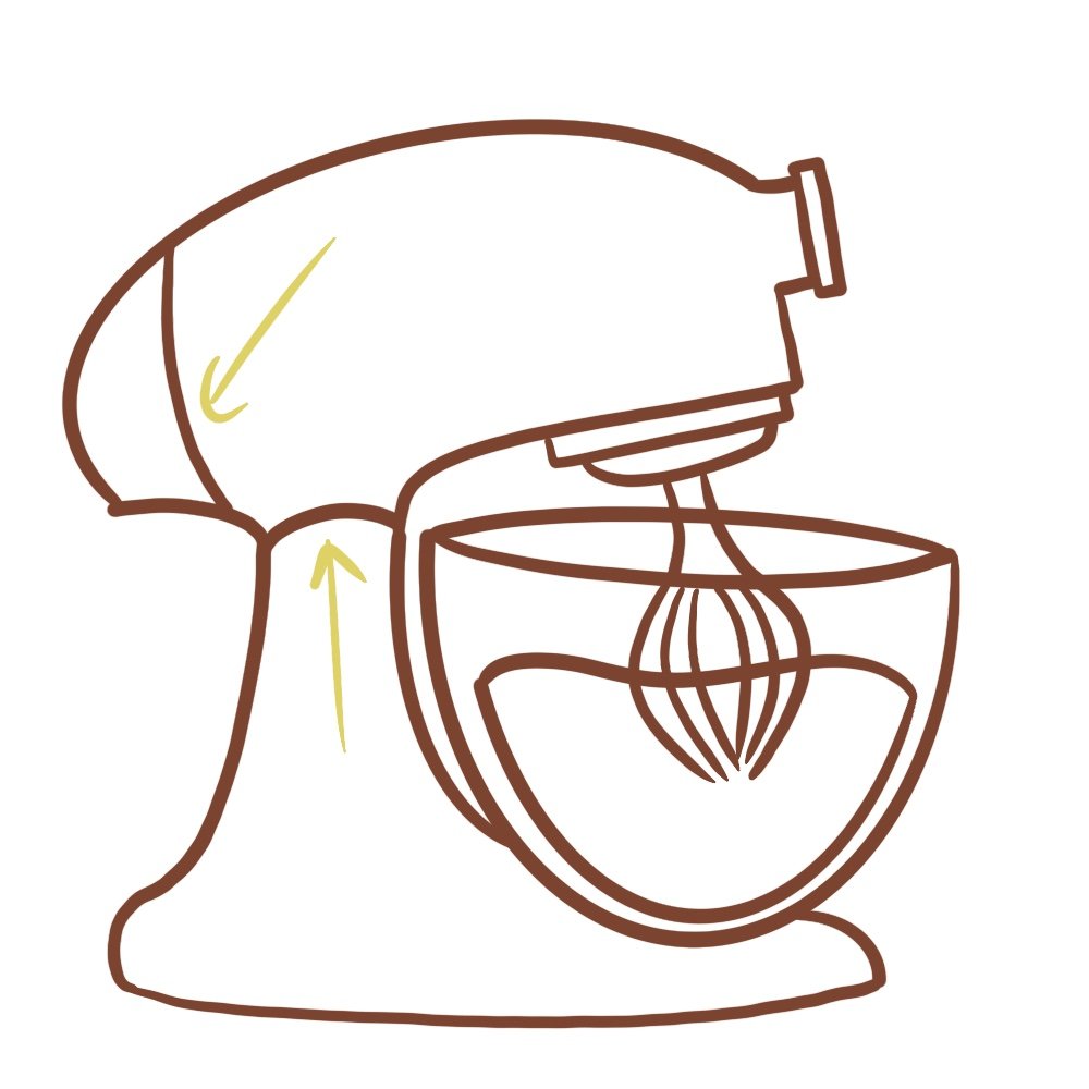 Draw more accents on the stand mixer. 
