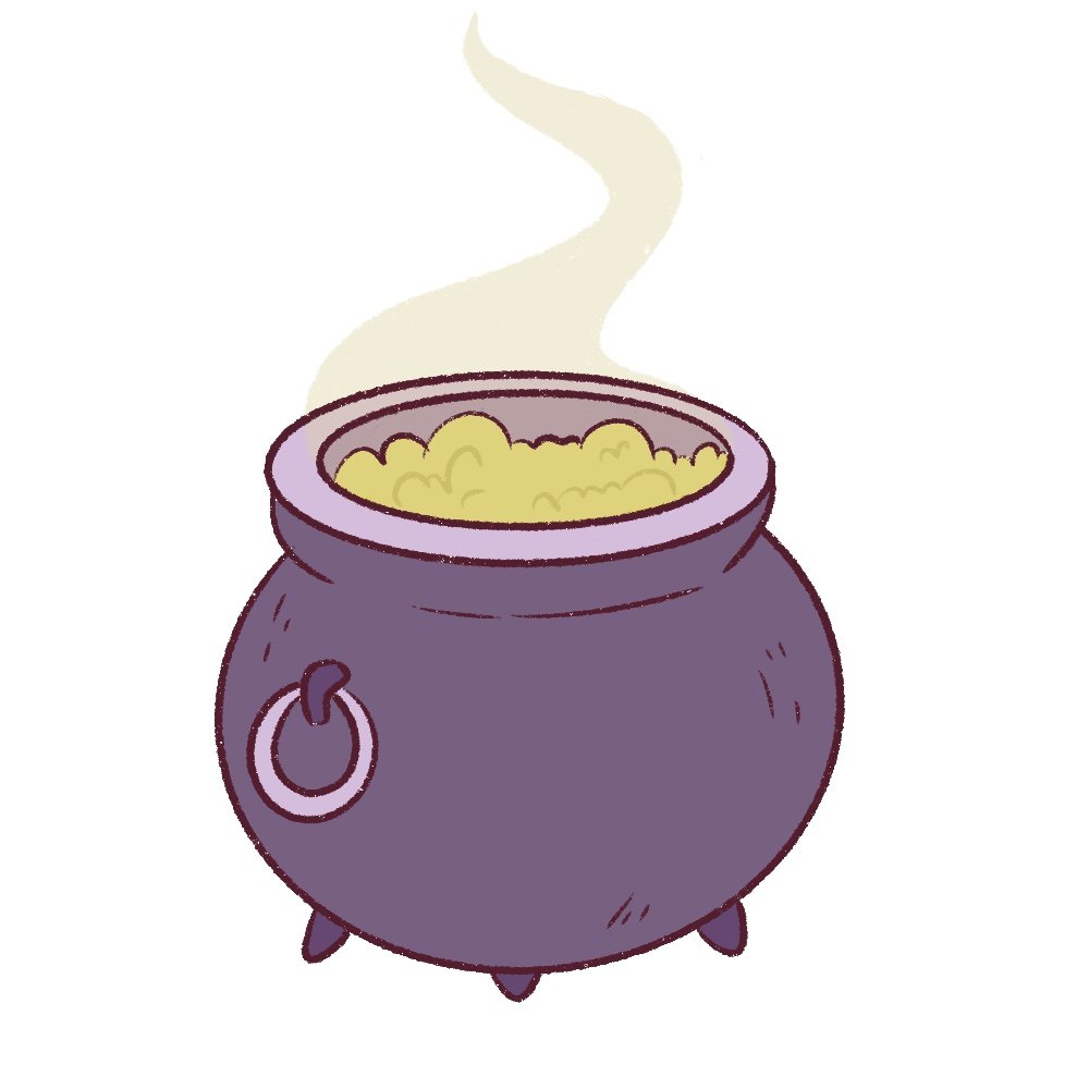 draw spooky steam coming out of the cauldron