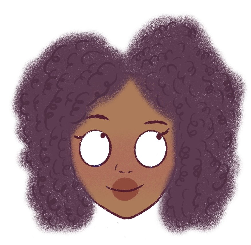 Complete drawing more kinky curls throughout the base