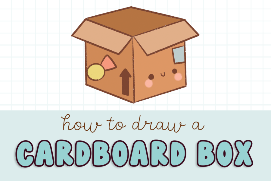 in this post I will teach you how to draw a cute kawaii cardboard box