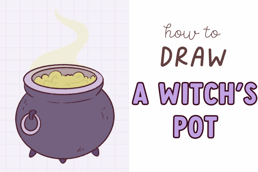 How to draw a witch's pot or cauldron step by step for beginners