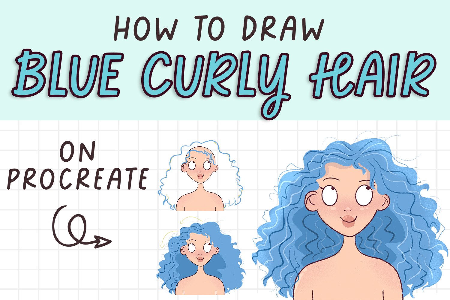 Blue Curly Hair Cartoon Kid - wide 5