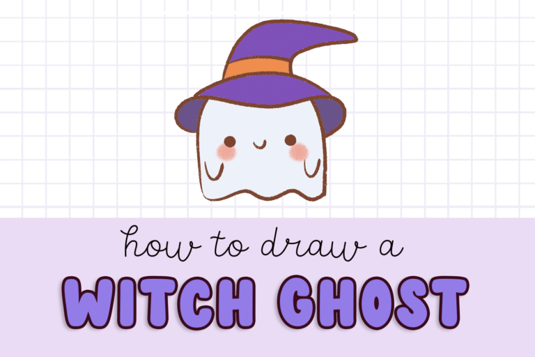how to draw a cute witch ghost step by step
