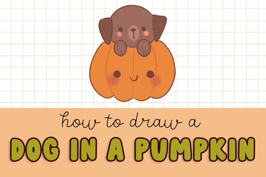 how to draw a puppy in a pumpkin