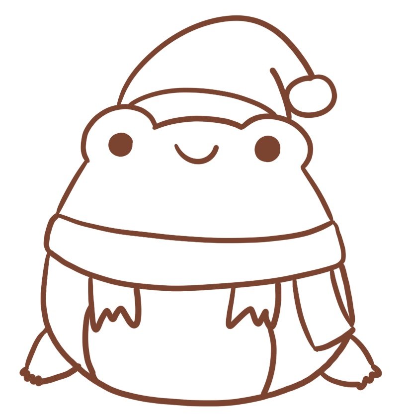draw the santa hat fluffy ball