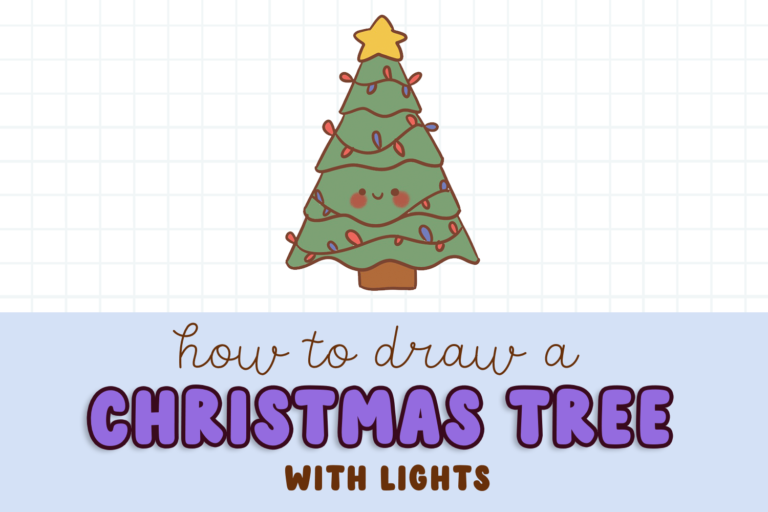 how to draw a christmas tree with lights easy for kids