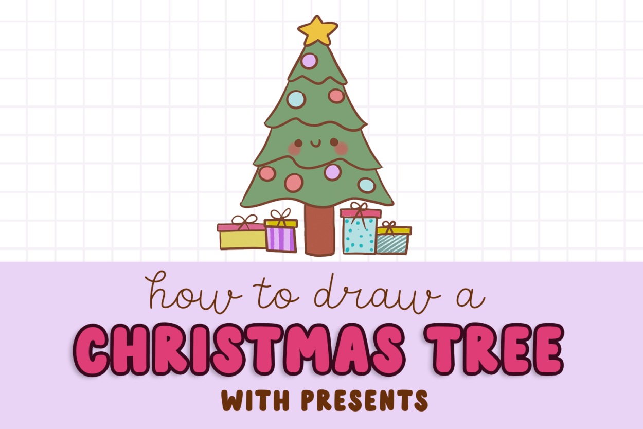 How to Draw a Christmas Tree with Presents - Draw Cartoon Style!