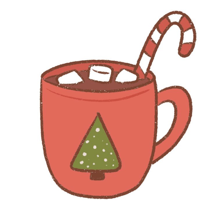 color the hot chocolate and the candy cane