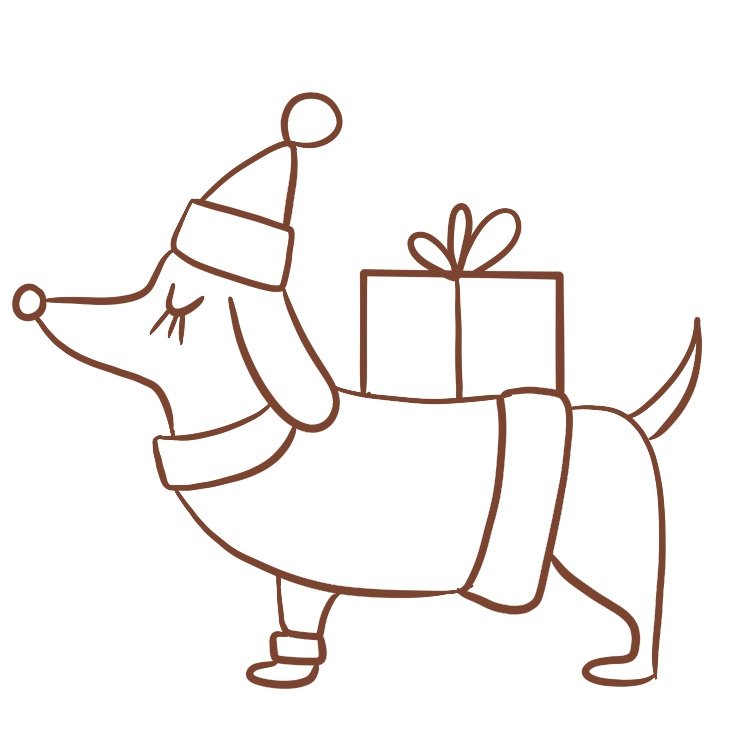 draw a gift on the dog