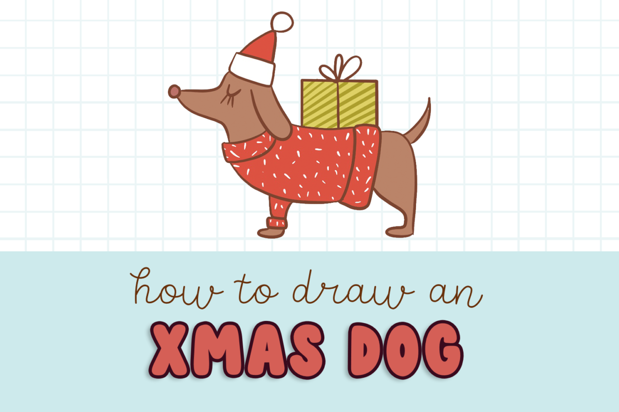 how to draw a christmas dog easy for kids