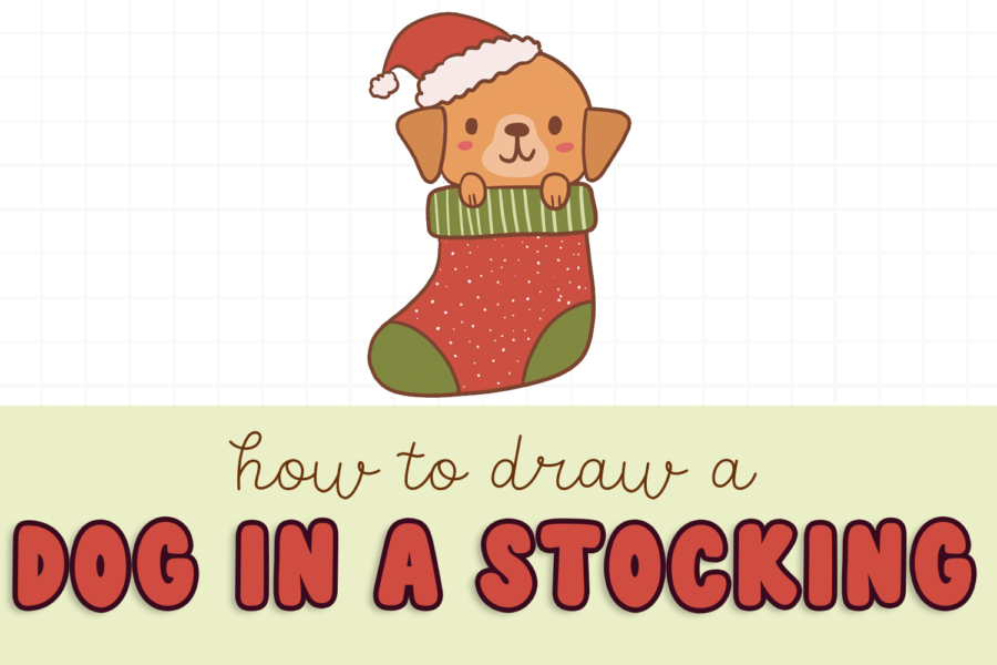 how to draw a dog in a christmas stocking easy for kids