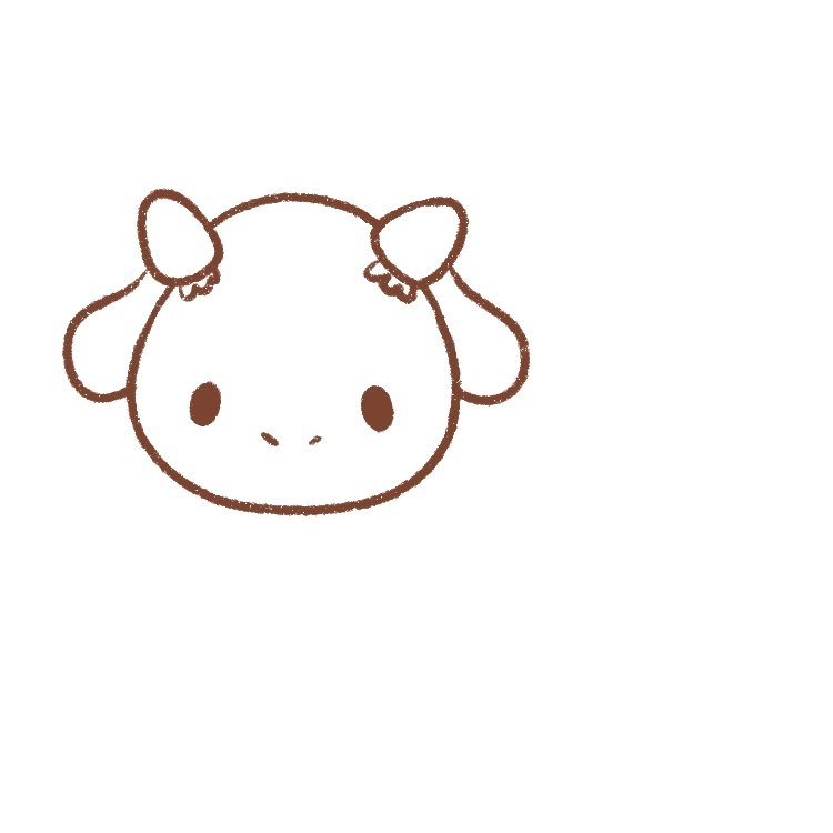 draw the cow's eyes and nose