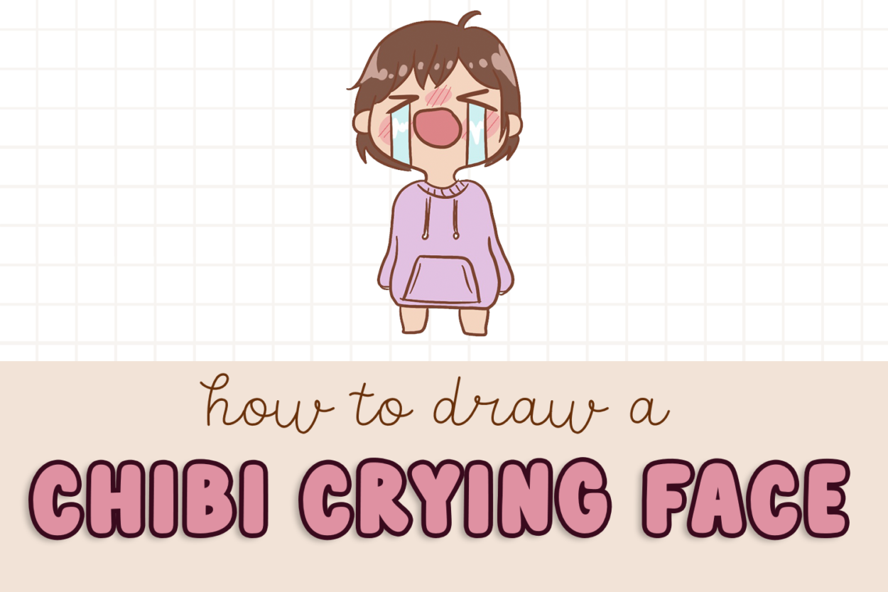 how to draw a chibi crying face step by step