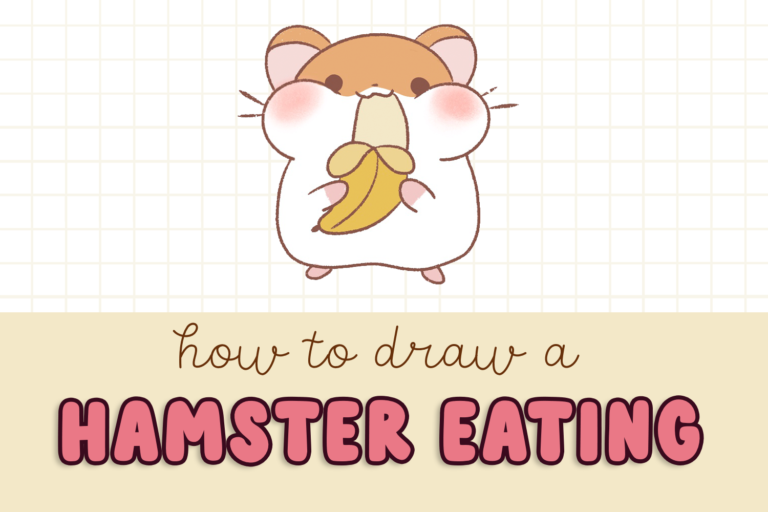 how to draw a cute kawaii hamster eating a banana, cute hamster drawing, kawaii hamster eating drawing, hamster eating banana drawing