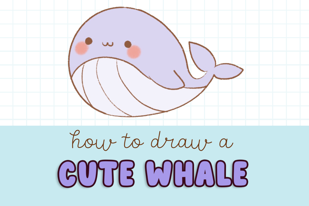 How To Draw A Cute Kawaii Whale - Draw Cartoon Style!