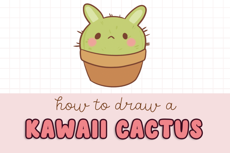 how to draw a cute kawaii cactus, cute cactus drawing