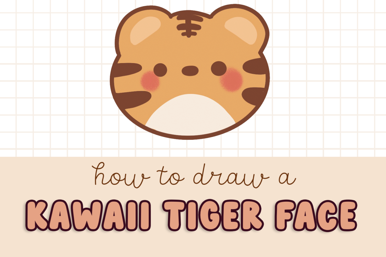 how to draw a kawaii tiger face, kawaii tiger face drawing