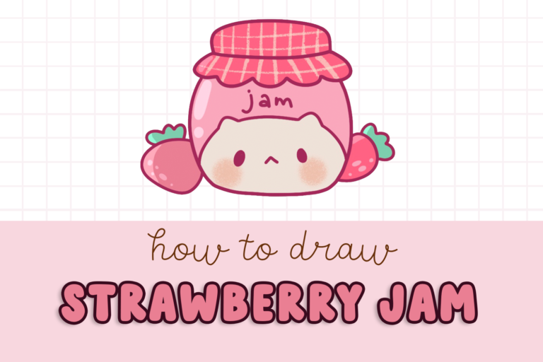 how to draw a strawberry jam, easy kawaii strawberry jam drawing
